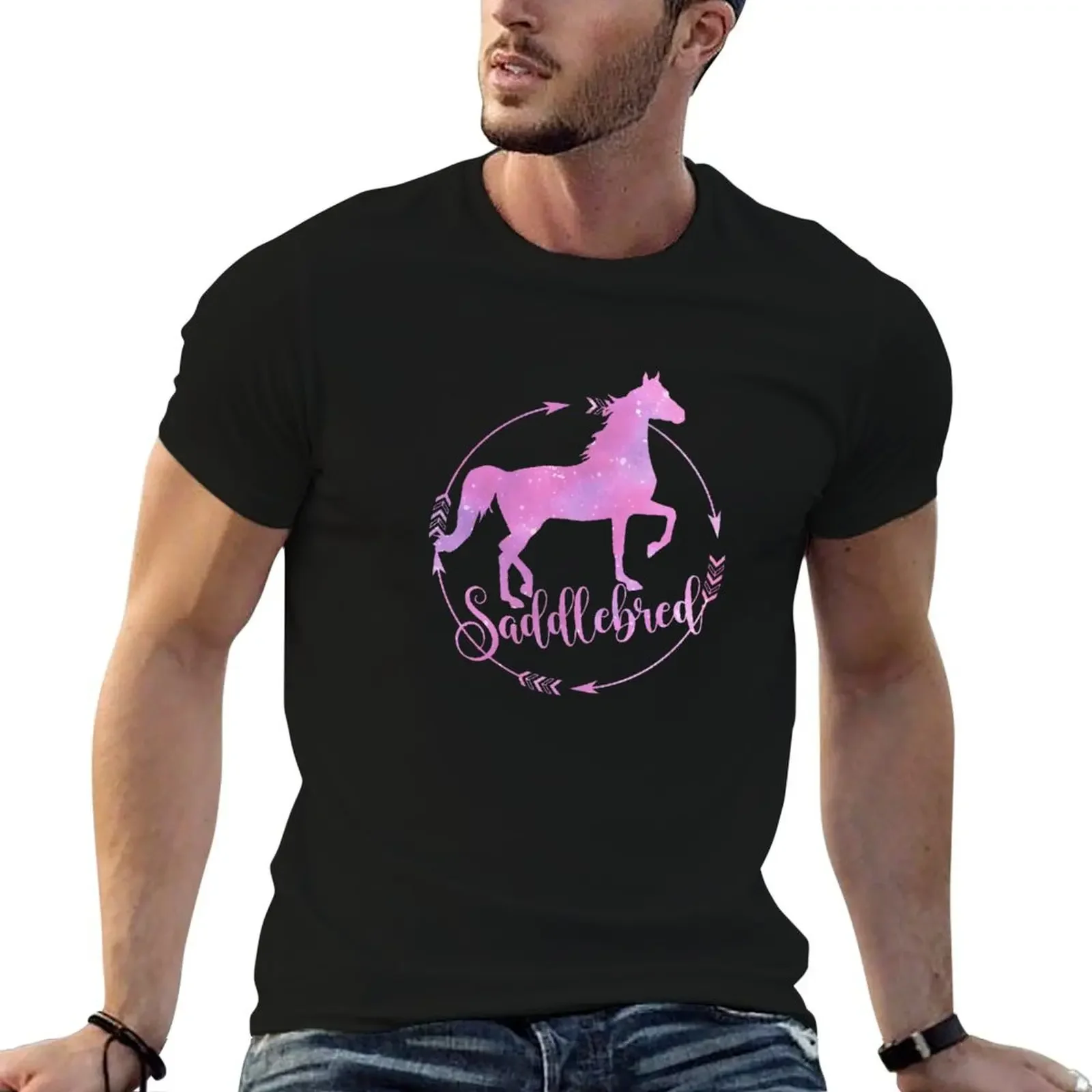 Pink Saddlebred Horse T-Shirt custom shirt cheap stuff street wear big and tall t shirts for men