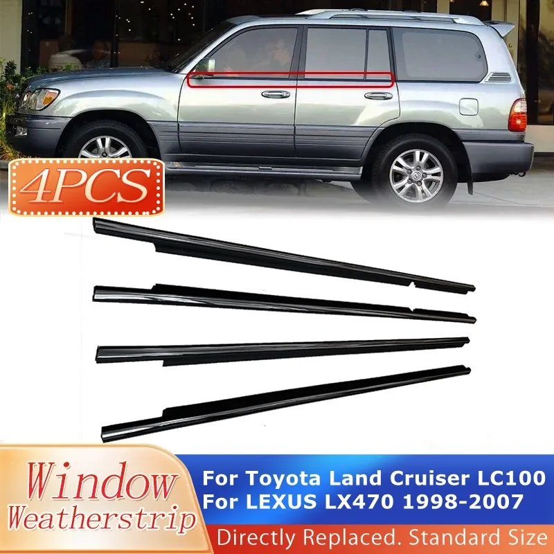 Window Weatherstrips For Toyota Land Cruiser LC100 For LEXUS LX470 1998-2007 Side Door Glass Chrome Trim Seal Belts Moulding