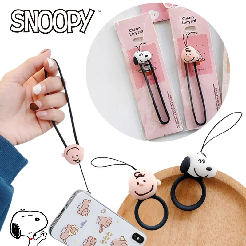 

Шнурок для сотового телефона Snoopy, милый мультяшный шнурок на запястье, силиконовое кольцо на палец, подвеска против потери, подвесной U-диск, ювелирная цепочка, подарок