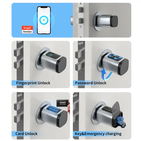RAYKUBE V1 Smart Cylinder Lock With Tuya BLE Fingerprint IC Card Password Unlock Include 3*AAA Batteries Easy Installation