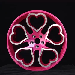 Pengzhen custom 4x100 pink car rims with hearts shape alloy wheels 16 inch 4 hole for smart four two