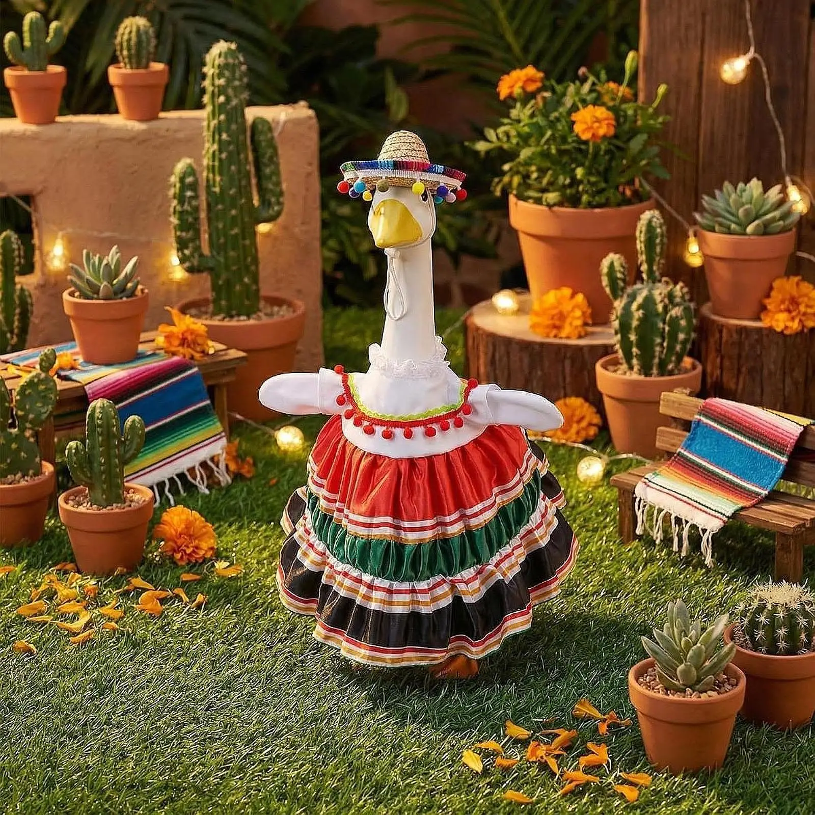 Goose Clothes Fits 23 Inch High Goose Statue Outdoor Decor and Accessories Yard Ornaments Dress with Hat for Patio
