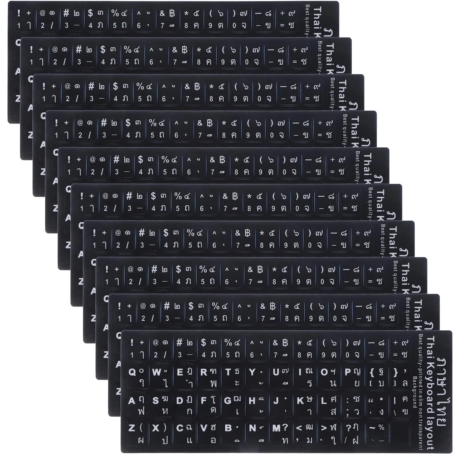 

10 Pcs Thai Keyboard Stickers Replacement Skin Laptop Letter Typing English Notebook Student PVC Universal Computer Accessories
