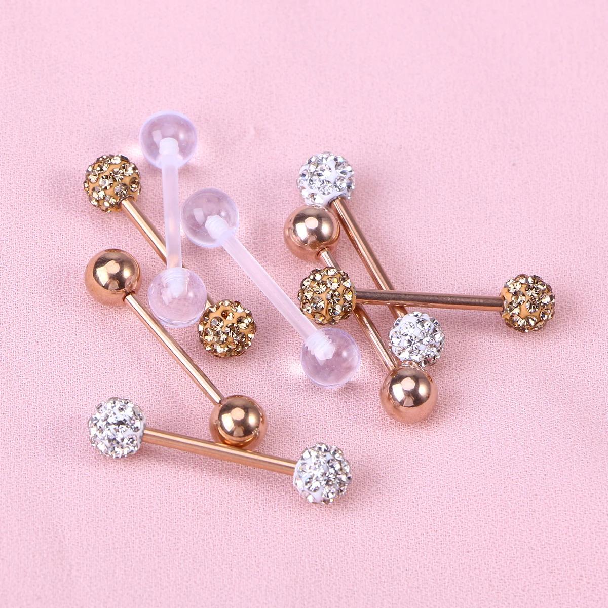 

4 Pairs Stainless Steel Tongue Nail Barbells Body Piercing Jewelry Supplies Decor Puncture