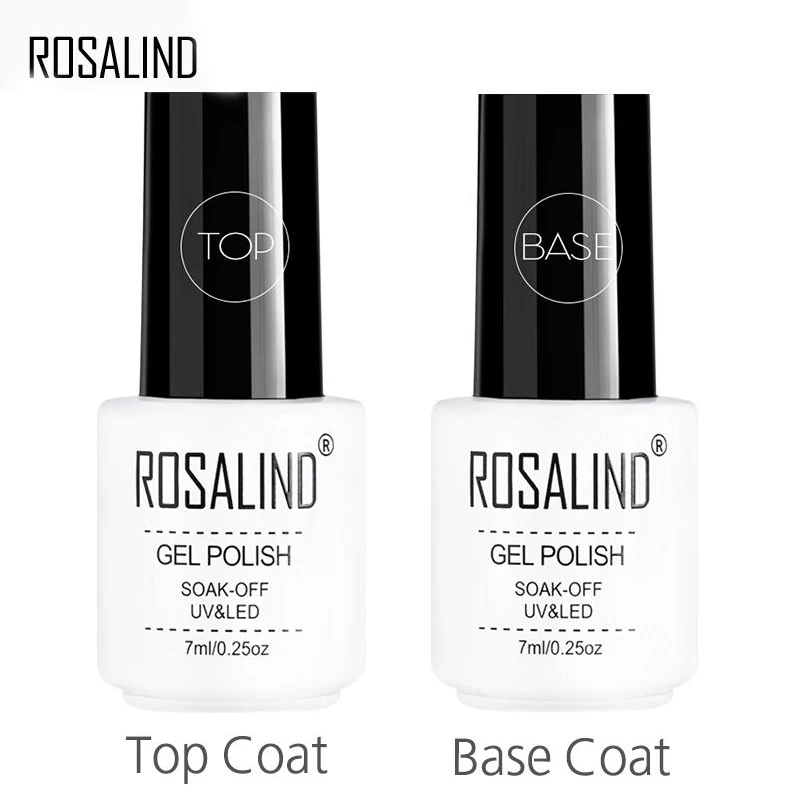 ROSALIND Gel Polish Top Base Coat  UV Lamp Gel  Soak Off Reinforce 7ml Long Lasting Nail Art Manicure Gel Lak Varnish Primer