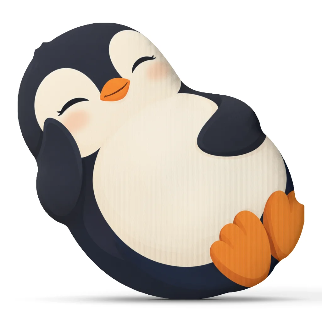 Sleepy Penguin Shaped Throw Pillow Cute Animal Cushion Plush Stuffed Floor Pillow for Sofa Bedroom Home Decor Gift Irregular