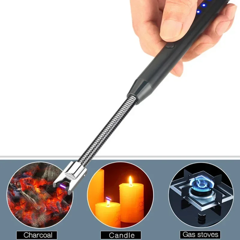 Creative Multifunctional Charging Burning Torch USB Pulse Arc Hose Lighter 360 Degree Rotating Igniter Cross-Border