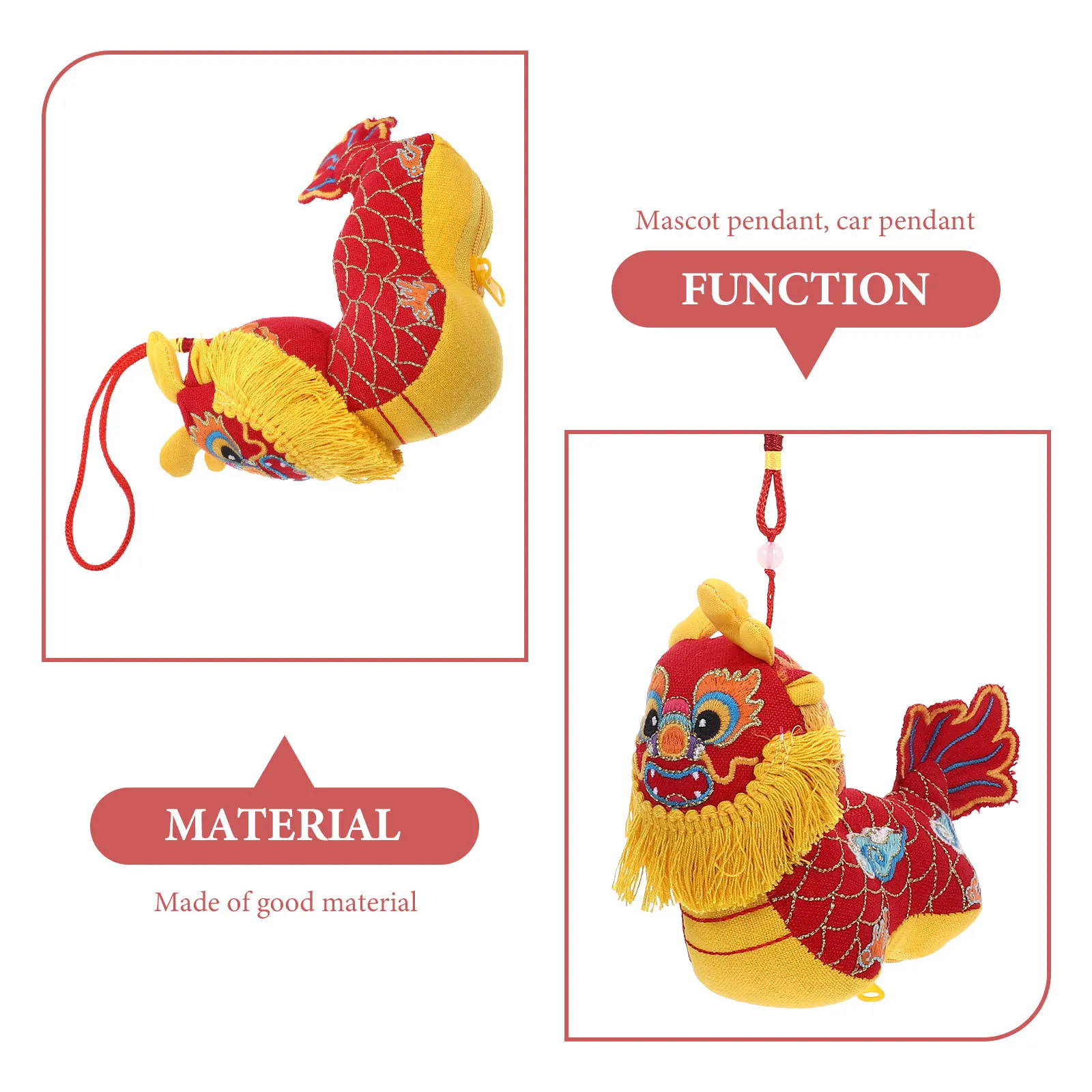 Drago mascotte appeso decorazione animale di peluche in stile cinese per la parete di casa dell'auto regalo di Capodanno colore brillante artigianato squisito