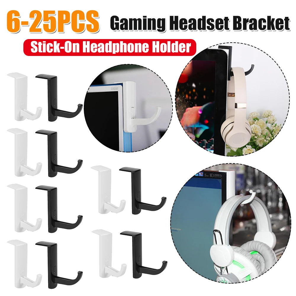 Gaming Headset Bracket Universal Monitor Side Headphone Hanger Stick-On Headphone Holder for Home Office Gamer