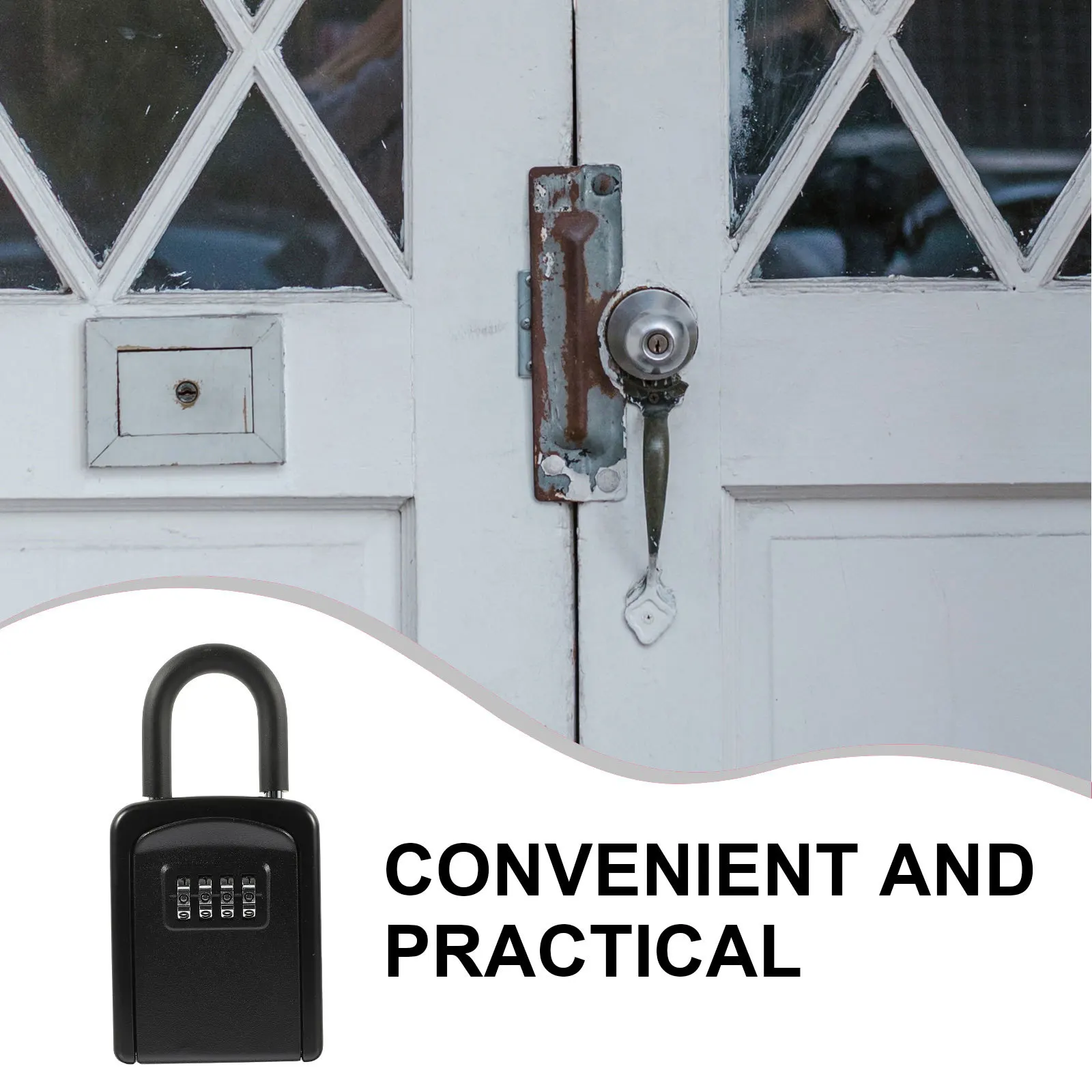 Portable Key Lock Box ABS Steel Wall Mounted Resettable 4-Digit Code Waterproof Security Lock Safe Key Safe Box