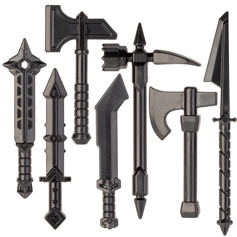 Koruit Mediaeval Times Dwarf Weapons For 4cm Figures Accessories Spear Sword Axe MOC Building Blocks Bricks Toys For Children