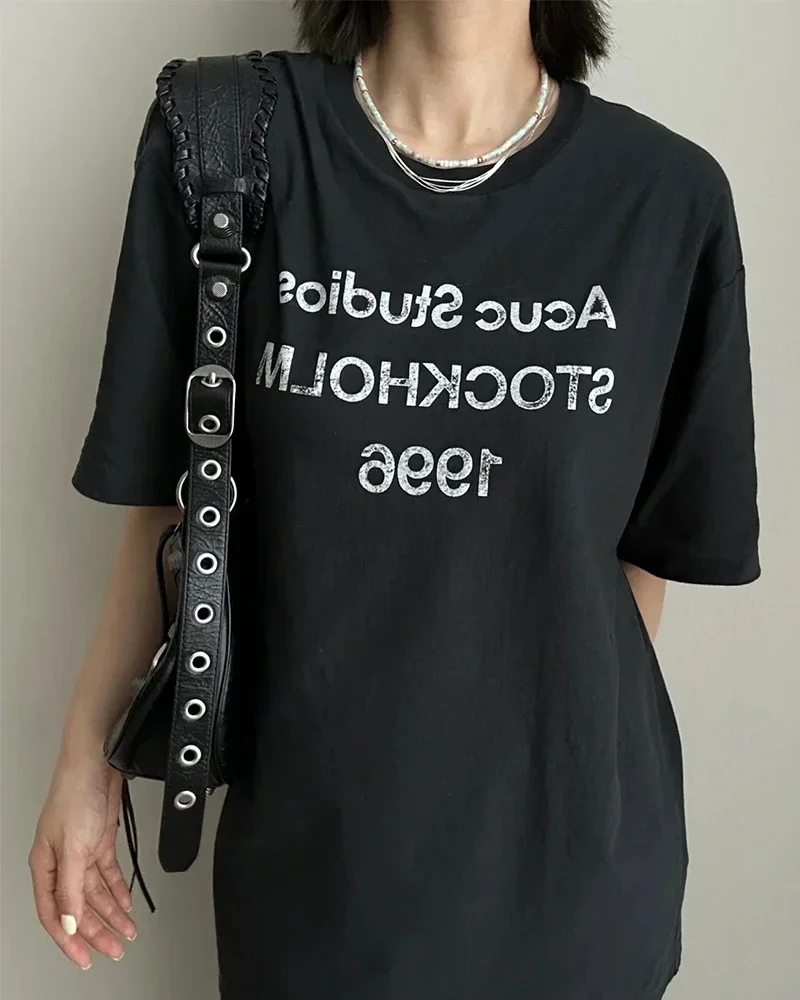 

Лето 2200, американская футболка в стиле ретро с круглым вырезом и принтом логотипа Digital 996 Sle, свободная футболка, подходящая для подростков, футболка Faion Top