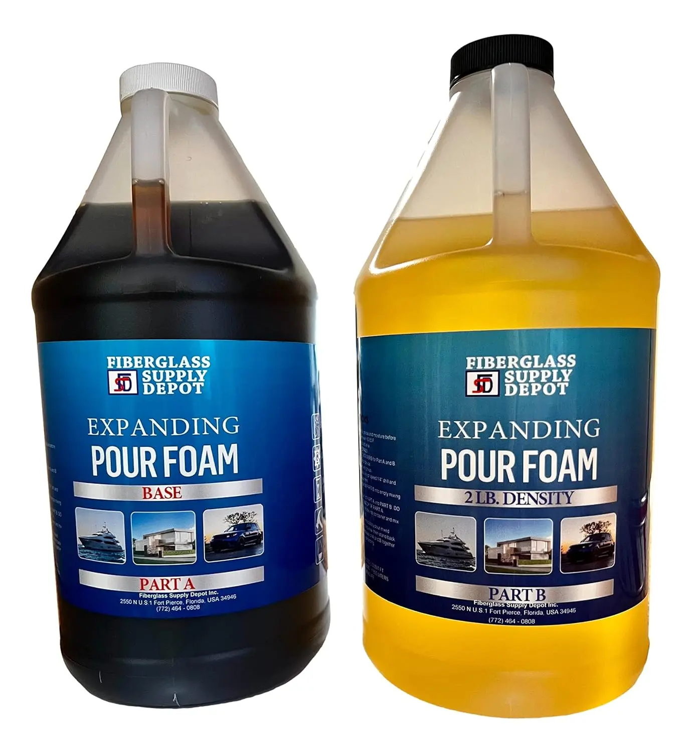 2 Lb Density Expanding Pour Foam, 2 Part Polyurethane Closed Cell Liquid Foam for Boat and Dock Flotation