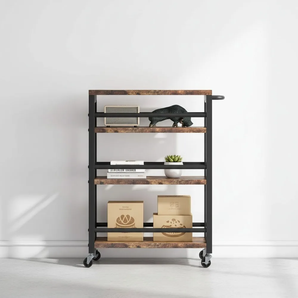 

4-Tier Slim Rolling Kitchen Cart with Wheels, Narrow Storage Trolley for Small Spaces, Modern Spice Rack
