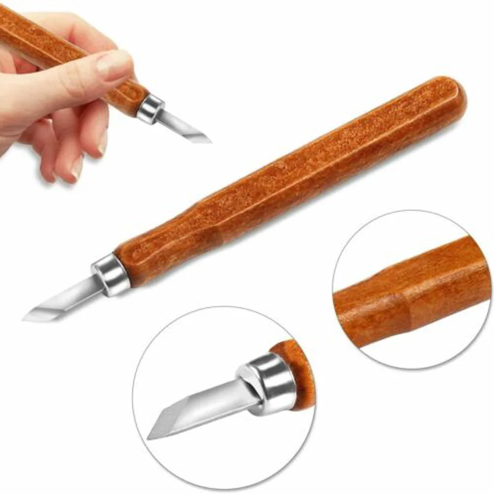 12pcs Wood Carving Chisel Knife Tools Set DIY Woodcut Knife Sculpture Set Woodworking Pottery Ceramic Clay Arts Crafts Cutter