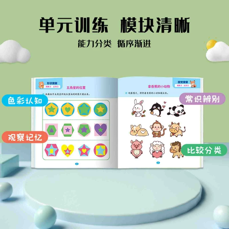 1600 Questions on Kids' Concentration Training, Early Childhood Education Enlightenment for 2-6 Years Old, Thinking Logic Book