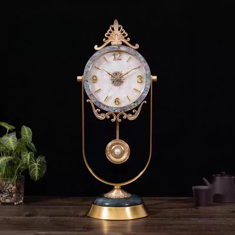 Elegant Brass Wall Clock for Modern Living Room Office Decor Silent Quartz Desk Clock Minimalist Home Decoration Timepiece