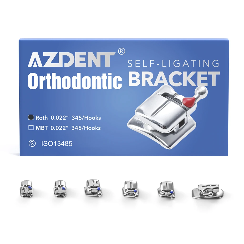 5 Boxen AZDENT Dental Kieferorthopädische Selbstligierende Brackets Mini Roth/MBT.022 Haken 3 4 5 Bukkalröhrchen MIM Monoblock-Basis – Detail 8