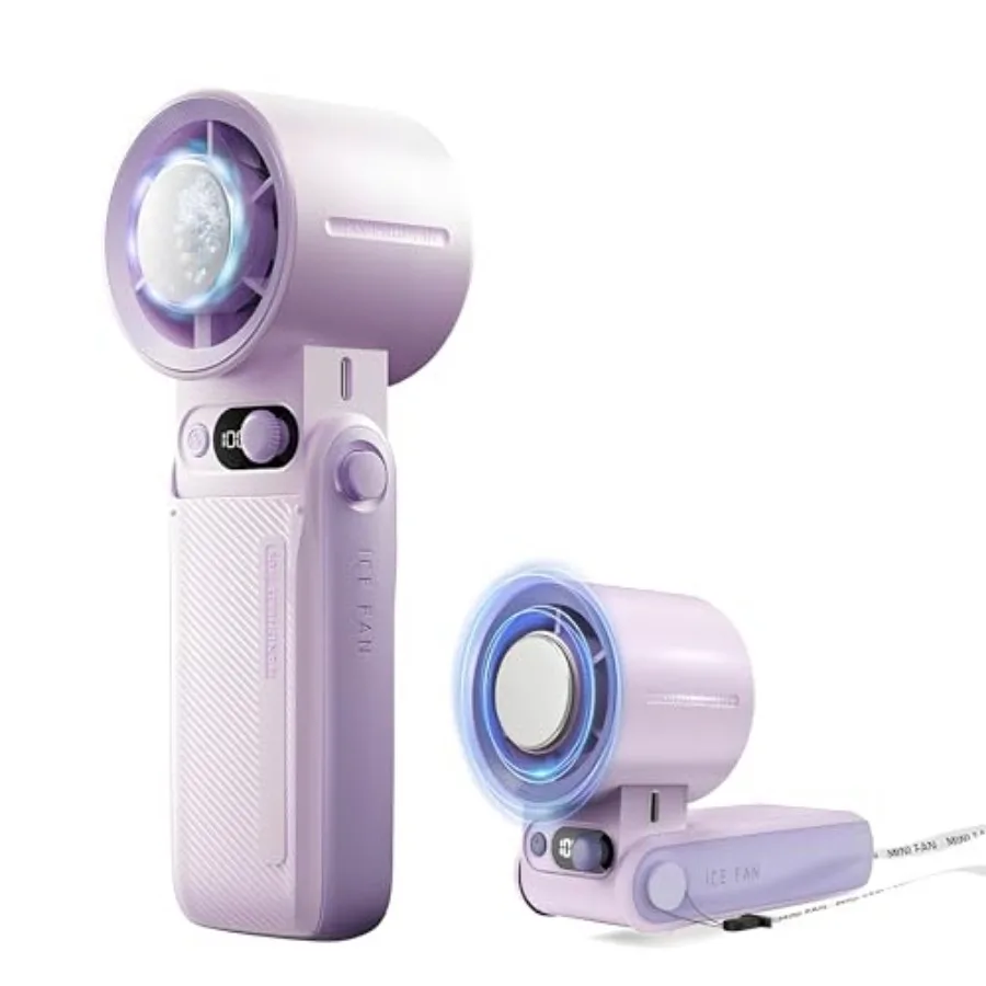 

KIPEPEO Mini Ice Portable Handheld Fan, Pocket Personal Fan with Rechargeable 6000mAh Battery, Long-lasting working, Foldable 1