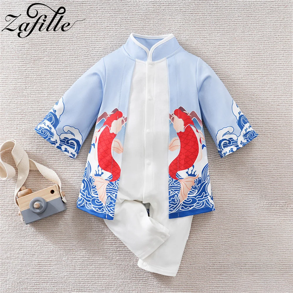 ZAFILLE Anime Boys Baby Clothes Fake Two Jumpsuit For Newborns Clothing Cartoon Cute Toddler Boys Rompers Autumn Infant Outfits