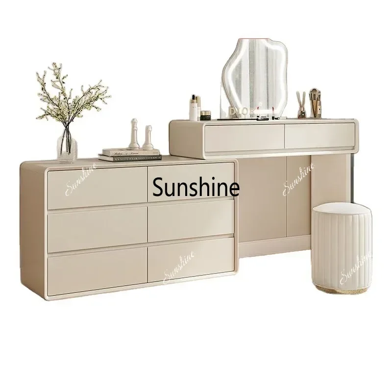YSolid Wood Paint Dresser Chest Integrated Makeup Bedroom Six Chest Small Apartment