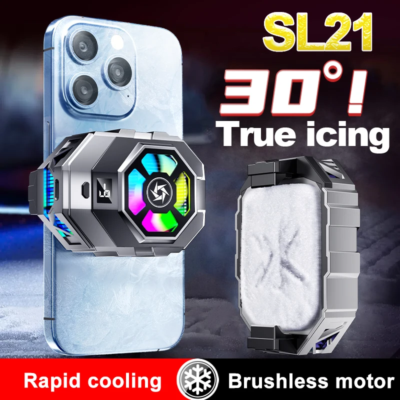 

SL21 Universal Mobile Phone Cooler Semiconductor Fast Cooling Fan Radiator for IOS Android PUBG Back Clip Freeze Cool Heat Sink