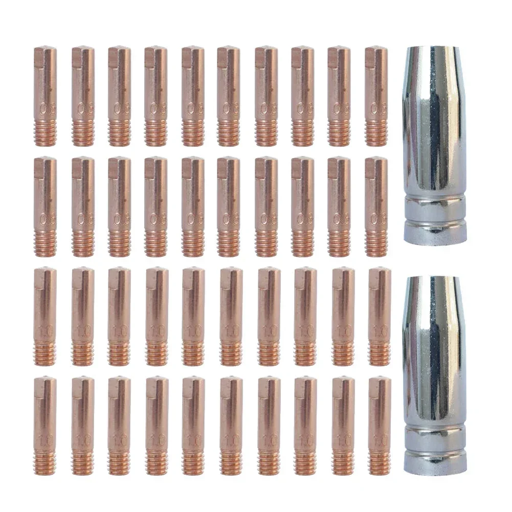 42 Pcs Soldering Consumable Set MIG Torch Gas Nozzles Contact Tips Welding Conductive Nozzle Welding Tool  Accessories