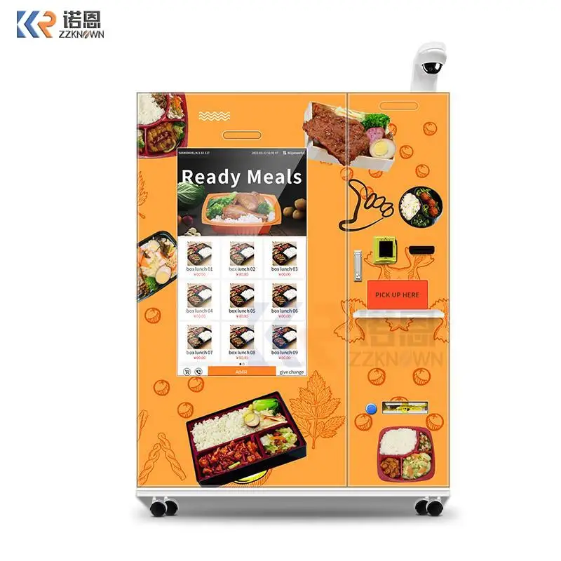 Automatic Frozen Food Vending Machine Frozen Meal Box Bento  Vending With Microwave Heating Function