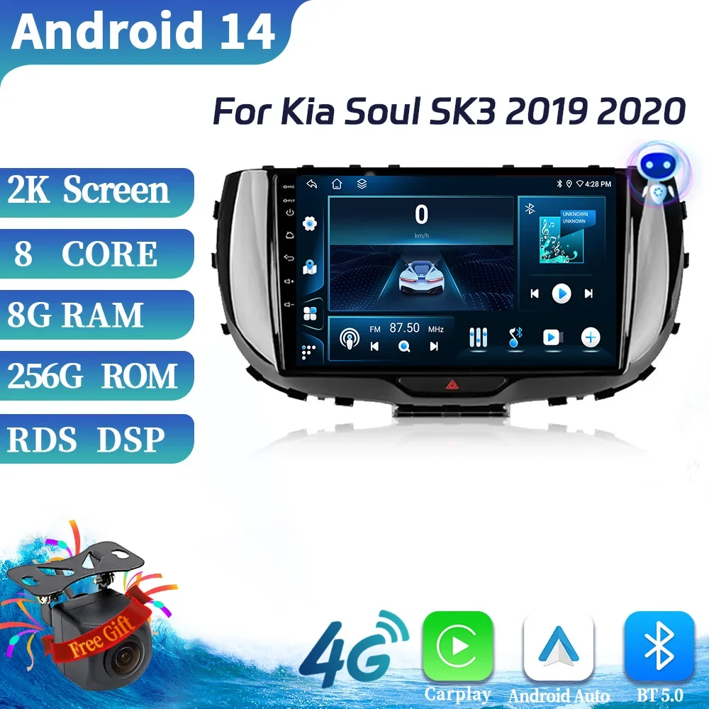 

Car Radio GPS Android 14 For Kia Soul SK3 2019 2020 Multimedia Video Player Navigation Wireless BT Carplay Auto Screen System