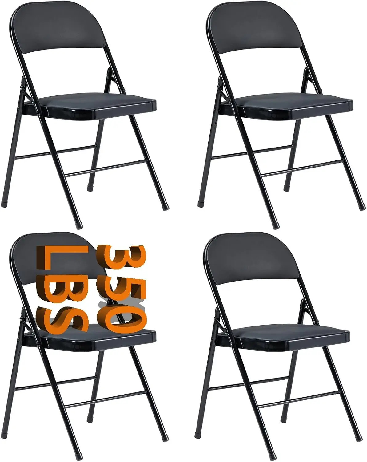 

4 Pa Bla Folding Chairs With Padded Cushion,Stackable Portable Commercial Folding Chairs With Steel Frame For Outdoor Indoor