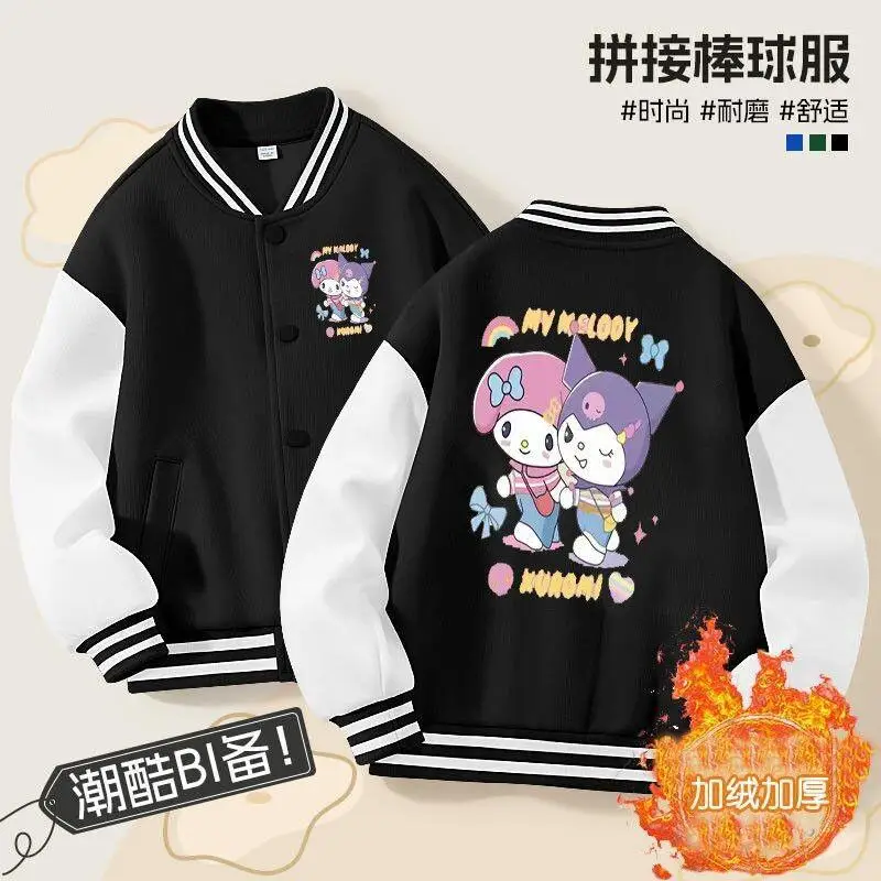 

Популярное утепленное пальто Sanrio для девочек My Melody Kawaii Y2K, модная зимняя студенческая повседневная бейсбольная куртка в стиле аниме, детская одежда, новинка