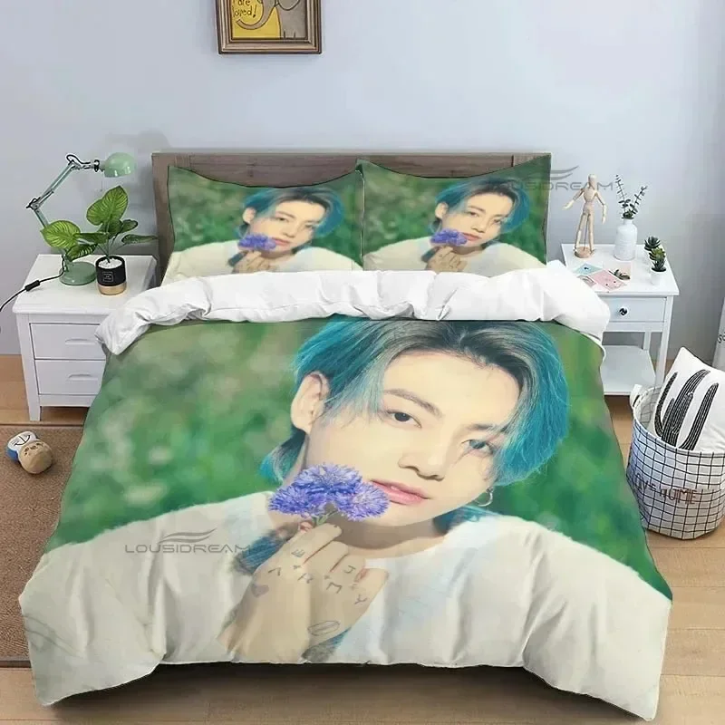 

Korean Fashion Male Singer Group Comforter Bedding Set,Duvet Cover Bed Set Quilt Cover Pillowcase,King Queen Size Bedding Set