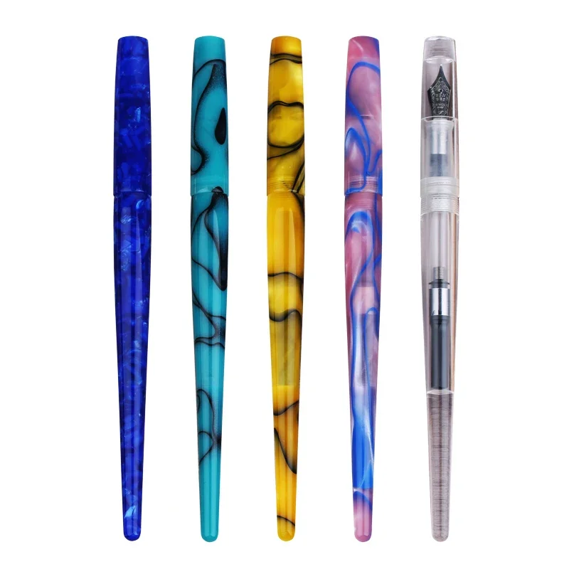 

Penbbs 267 Long Tail Acrylic Fountain Pen Iridium F Nib 0.5mm Beautiful Colored Pattern Transparent Office Ink Pen with Gift Box