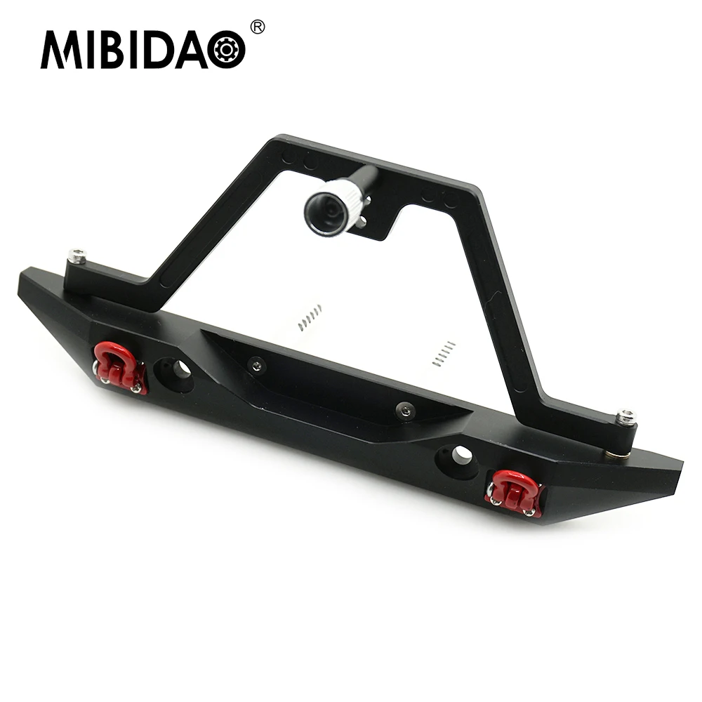 MIBIDAO Aluminum Alloy Rear Bumper with U-type Tow Hook for Axial SCX10 1/10 RC Crawler Car Model Upgrade Parts