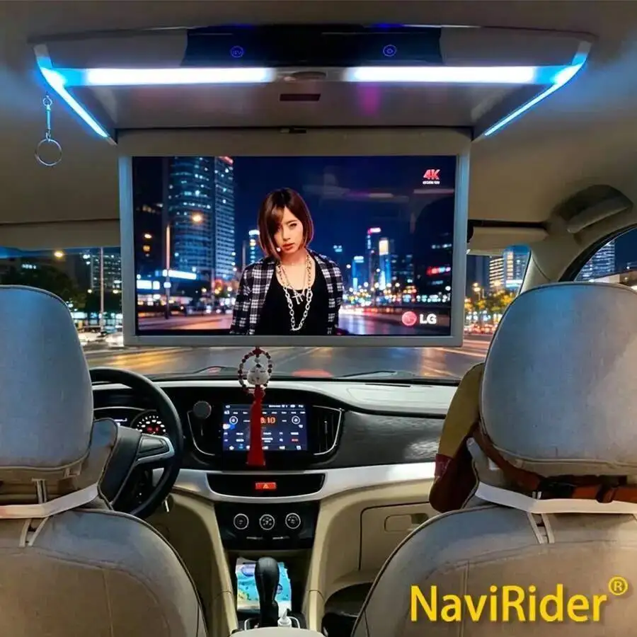 1920*1080 Android 13 15.6inch Car Overhead Monitor Roof 4GB MP5 TV Screen Ambient Light WIFI HDMI FM Wireless Auto Video Player