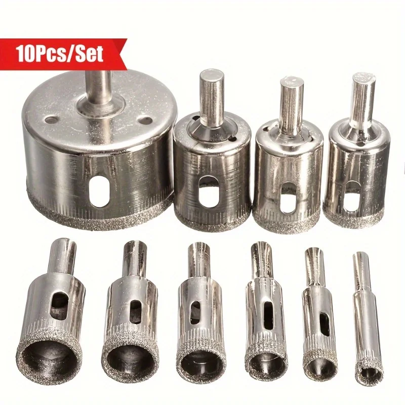 

10 шт., набор алмазных сверл для стекла, открывалка для плитки, плитка, мрамор, стекло, керамика, режущие инструменты, шлифовальный станок, сверлильный инструмент, электроинструмент