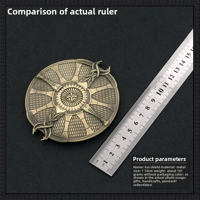 10 cm/3.93 pollici God of War Guardian Shield Kratos Periferiche di gioco Attrezzatura protettiva in metallo Modello di arma Ornamento da tavolo Giocattolo regalo