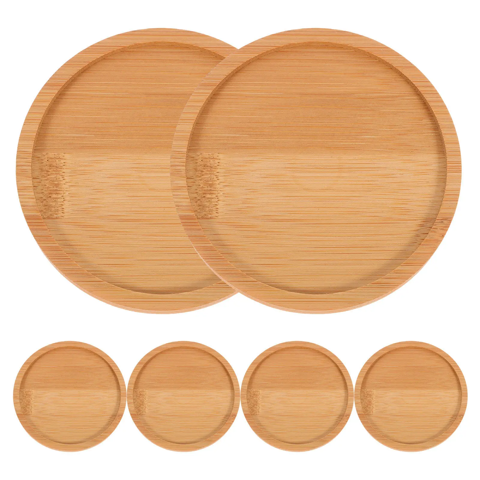6Pcs DIY Mosaic Craft Coasters Round Bamboo Base Grooved Surface Coffee Bar Accessories Desk Coasters Farmhouse Table Protection view 5