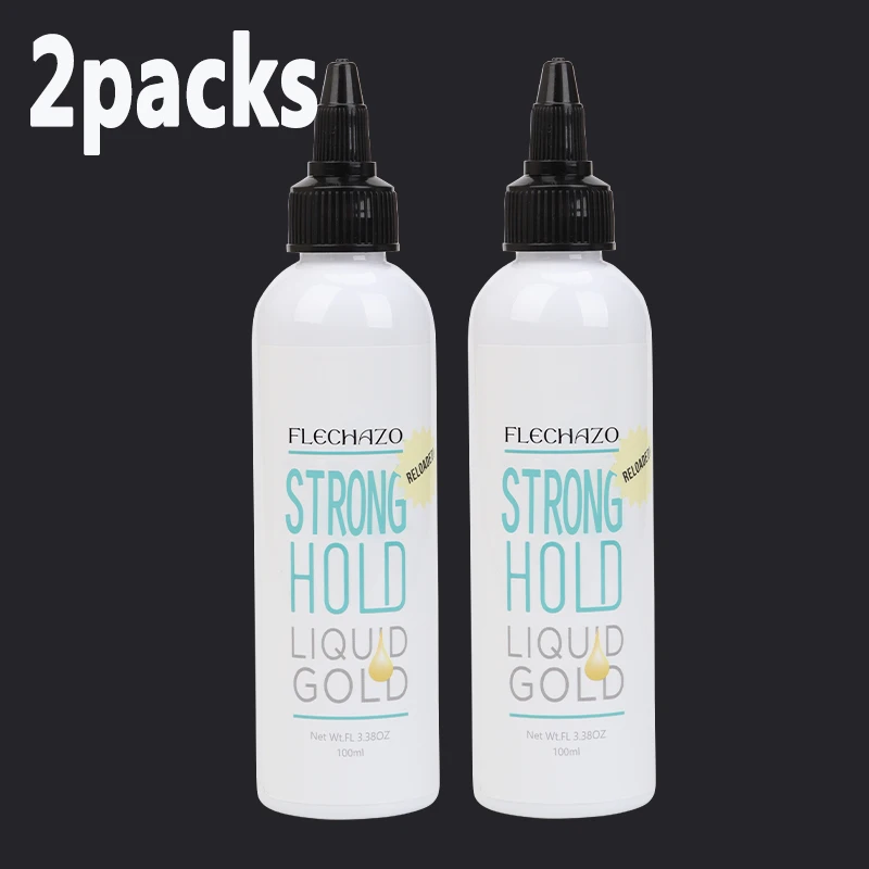 2Packs Strong Hold Liquid Gold 100Ml Clear Lace Melting Glue Dry Fast Wig Install Glue Hair Adhesive Gel Beginner Friendly