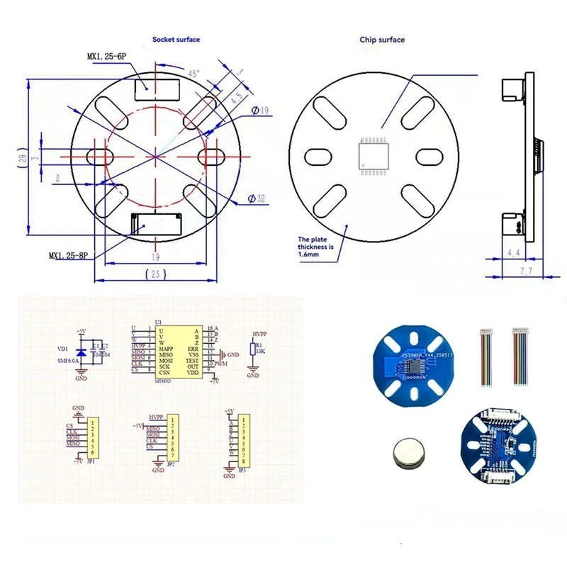 MT6835 Magnetic Encoder 21bit High 4-Wire SPI AB16384 Pulse SPI ABZ Mode for Stepper Brushless Motor-ABLL