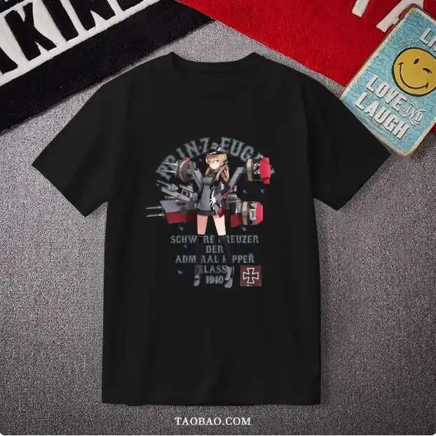 

Anime Kancolle Prinz Eugen Short Sleeve T-Shirt Summer Cosplay Student Loose Tops anime