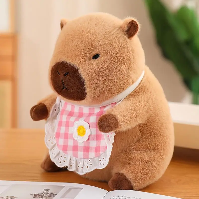 Capibara Peluche Simulazione Simpatico Capibara Cuscino Con Bavaglino Morbido Peluche Bambola Giocattolo Realistico Marrone Peluche Bambola Capibara