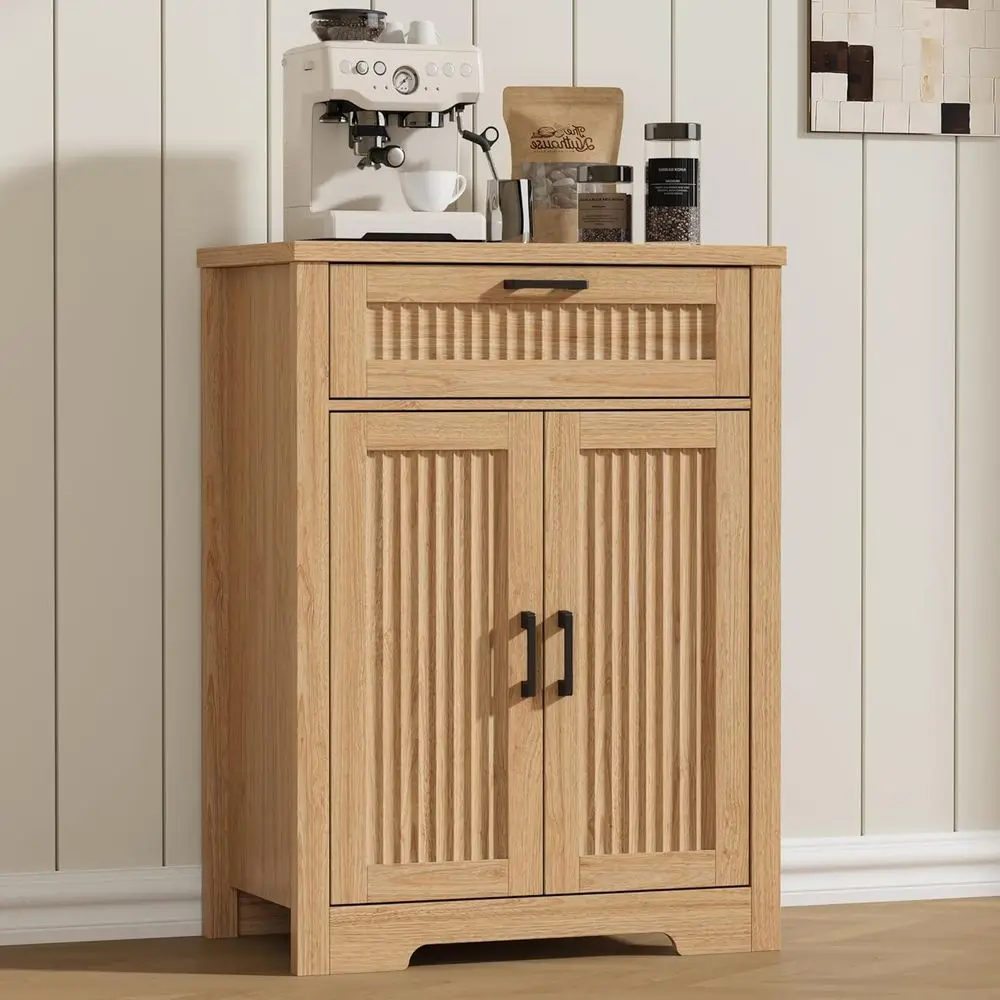 

Storage Cabinet with Adjustable Shelves for Kitchen, Dining, Living Room, Entryway in Natural Oak Finish