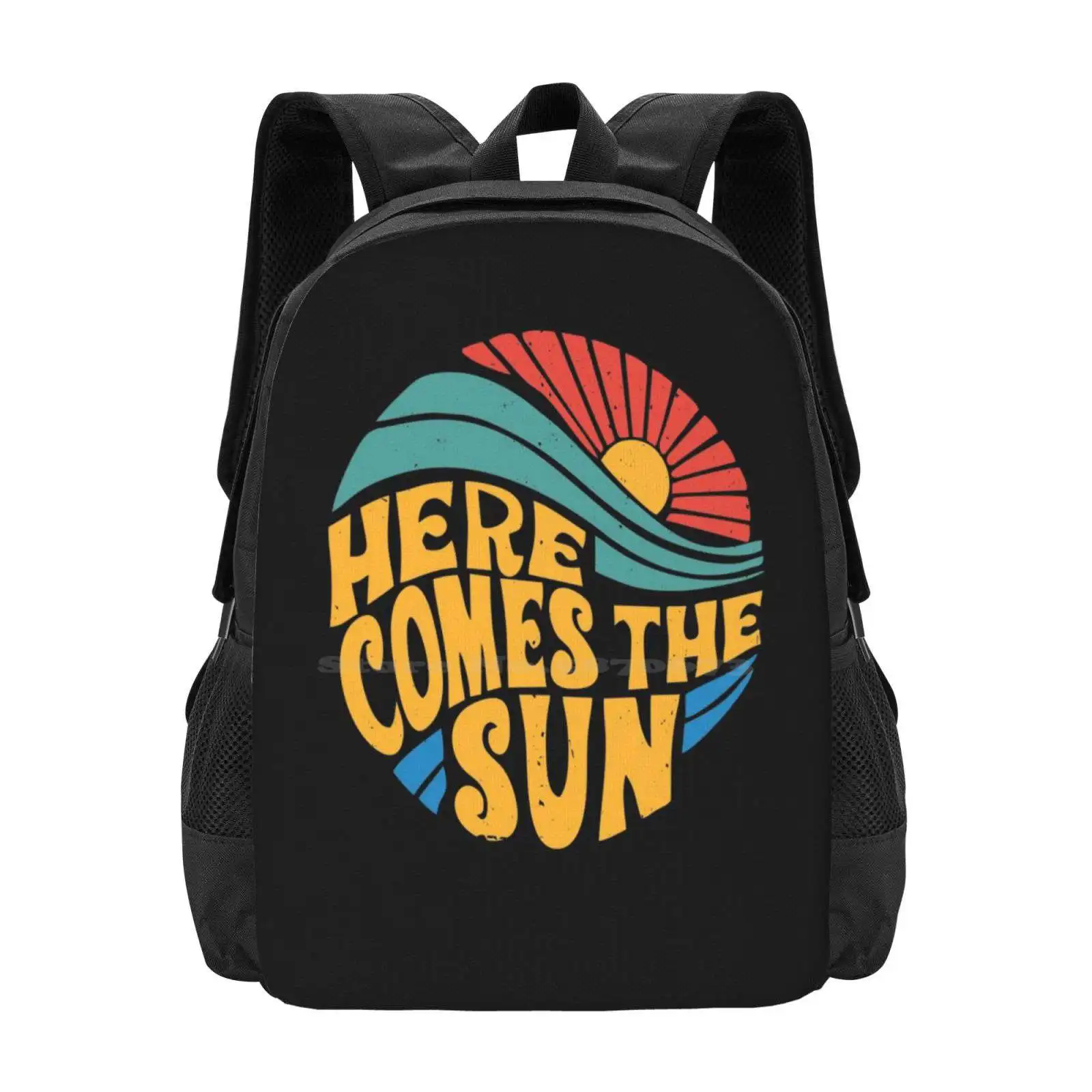 

Here Comes The Sun School Bag Big Capacity Backpack Laptop Here Comes The Sun The Summer Sunny Sunshine Trendy 60S Music Happy