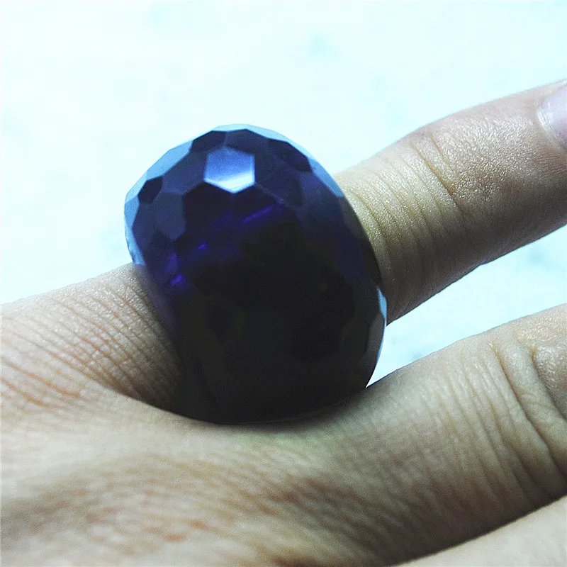 1 قطعة خواتم الاصبع النساء حجر الجمشت الطبيعي الأوجه سطح ثقب قطر 12 مللي متر نوعية جيدة #4