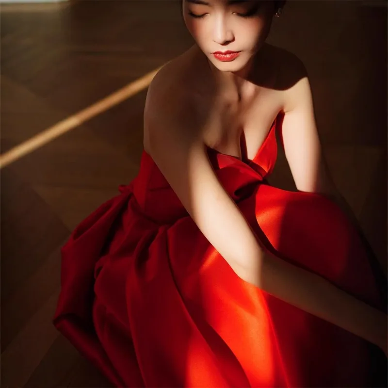 red-evening-dress-tube-top-sexy-2025-new-fashion-sexy-sleeveless-princess-fluffy-skirt-formal-dress-women-elegant-party-dresses