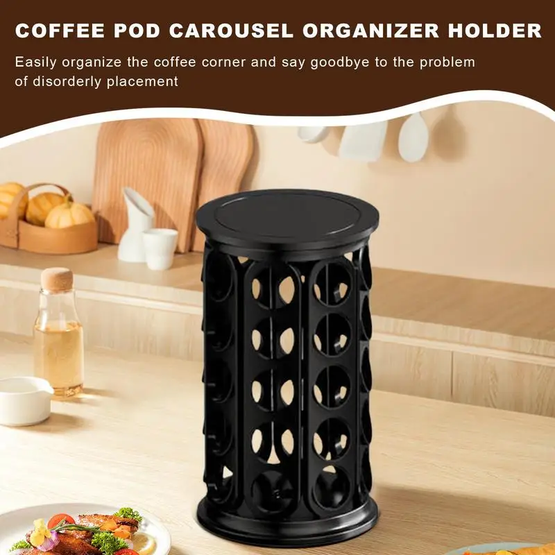 Almacenamiento de cápsulas de café, carrusel de bebidas de gran capacidad, soporte giratorio para bolsa de café, organizador de mostrador de cocina para casa y apartamento