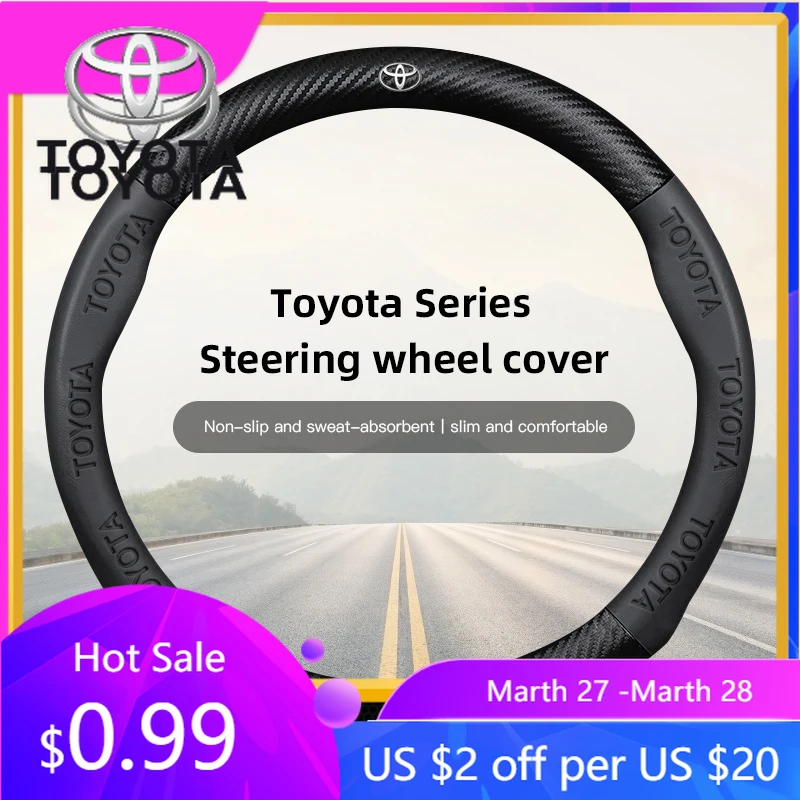 

Наклейки для автомобиля, 38 см, чехол на руль из углеродного волокна для Toyota Corolla Aygo Yaris Ractis Camry, нескользящий чехол для руля, аксессуары для интерьера автомобиля