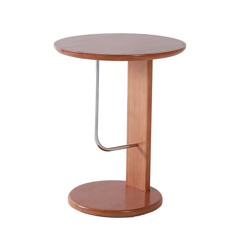 

Compound medieval solid wood walnut color small coffee table living room sofa bedside movable Nordic side French round table