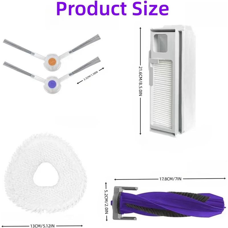 Основная боковая щетка, роликовые фильтры Hepa, подушечки для швабры, мешки для пыли, как показано на рисунке, аксессуары для пылесоса для робота Narwal Freo X Ultra